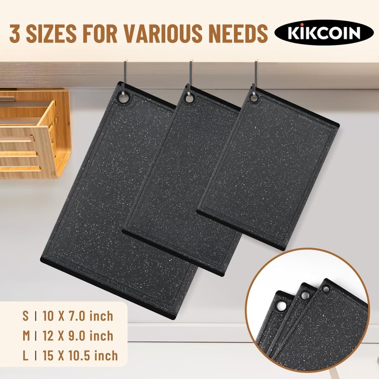 Plastic Cutting Boards for Kitchen, 3-Piece Large Cutting Board Set Dishwasher Safe Chopping Boards with Non-slip Feet and Juice Grooves, Kikcoin