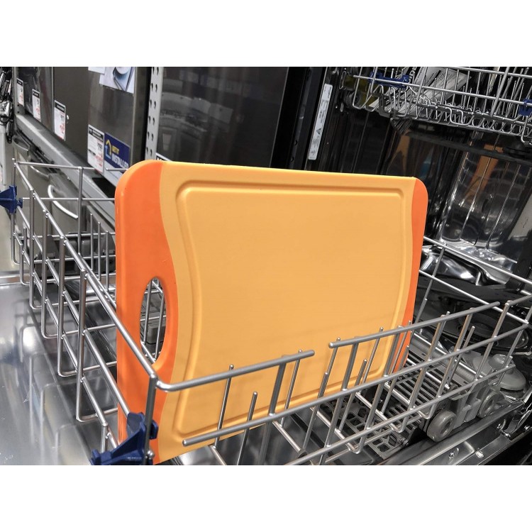 Raj Plastic Cutting Board Reversible Cutting board, Dishwasher Safe, Chopping Boards, Juice Groove, Large Handle, Non-Slip, BPA Free (Small (11.42 x 7.87), Orange)