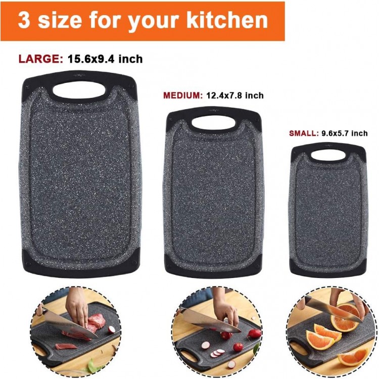 KIMIUP Kitchen Cutting Board (Set of 3),Professional Chopping Boards Sets,Dishwasher Safe Cutting Boards With Juice Grooves & Carrying Handle & No BPA