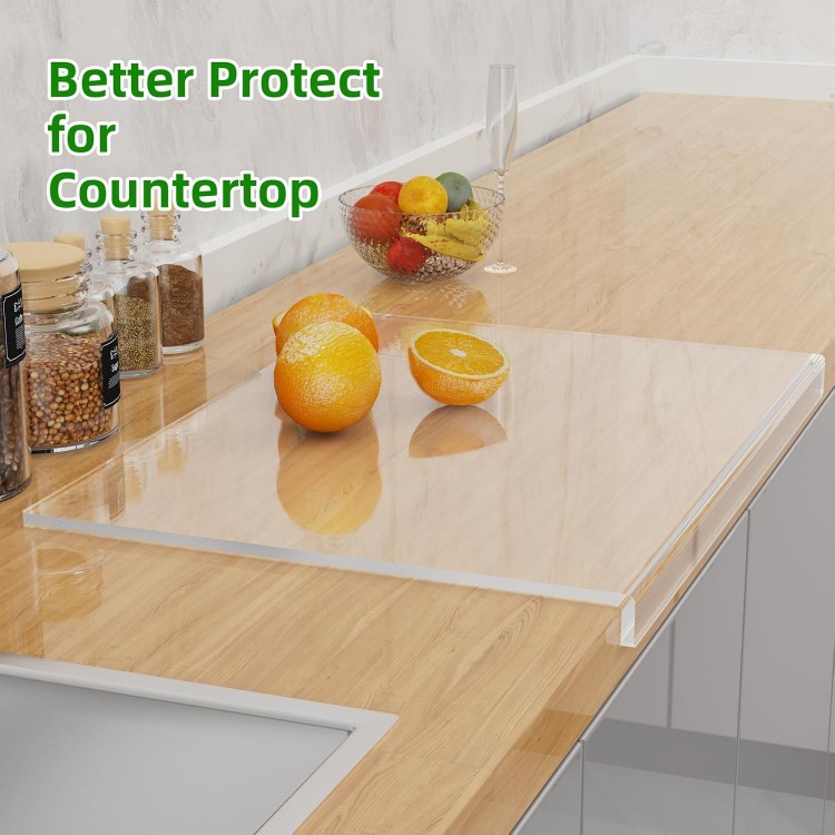 Acrylic Cutting Board with Counter Lip,17.5x13.5 Clear Cutting Board for Kitchen Countertop,Non-Slip,60% Thicker,Perfect for Bread,Meat,Veggies & More,Great Kitchen Essential Gadgets & Decor