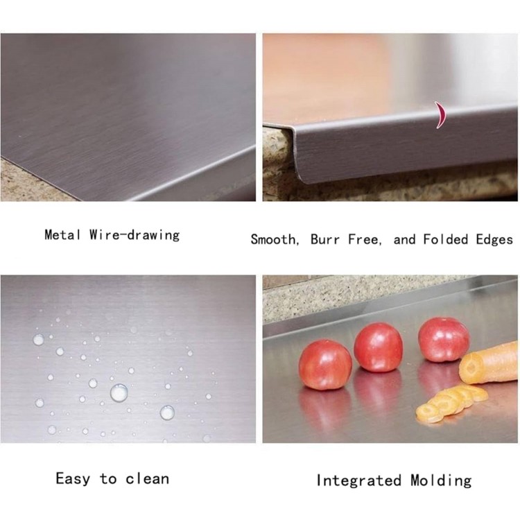 Stainless Steel Cutting Boards for The Kitchen, Suitable for Meat, Fruits, Vegetables, Bread, and Baking Large-sized Cutting Boards (40 x 30cm/15.7 x 11.8 in)