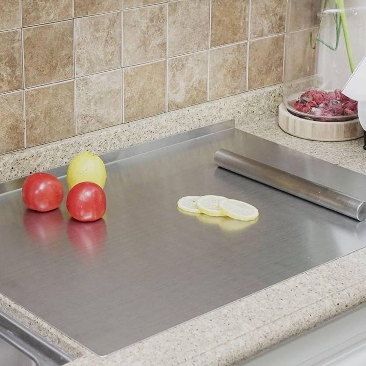 Stainless Steel Cutting Boards for The Kitchen, Suitable for Meat, Fruits, Vegetables, Bread, and Baking Large-sized Cutting Boards (40 x 30cm/15.7 x 11.8 in)