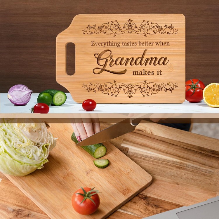 Gifts for Grandma, Grandma Birthday Gifts - Engraved Bamboo Cutting Board 12.3L x 8.7W x 0.4Th - Christmas Birthday Gifts for Grandma, Grandma gifts from Grandkids