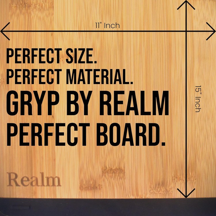 Realm 11 x 15 Bamboo Stronghold Cutting Board | Non-Slip with Juice Groove | Organic Sustainable Premium Bamboo Wood