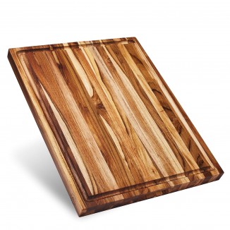 Sonder Los Angeles, Large Teak Wood Cutting Board for Kitchen with Juice Groove, Reversible Charcuterie Butcher Block 18x14x1.25 in (Gift Box Included)