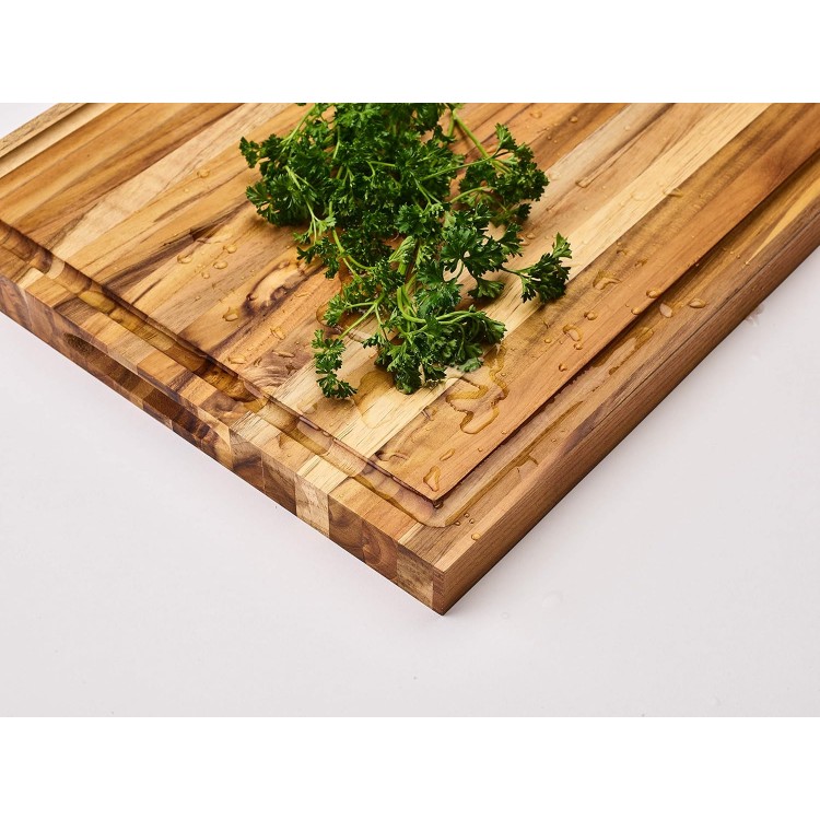 Sonder Los Angeles, Large Teak Wood Cutting Board for Kitchen with Juice Groove, Reversible Charcuterie Butcher Block 18x14x1.25 in (Gift Box Included)