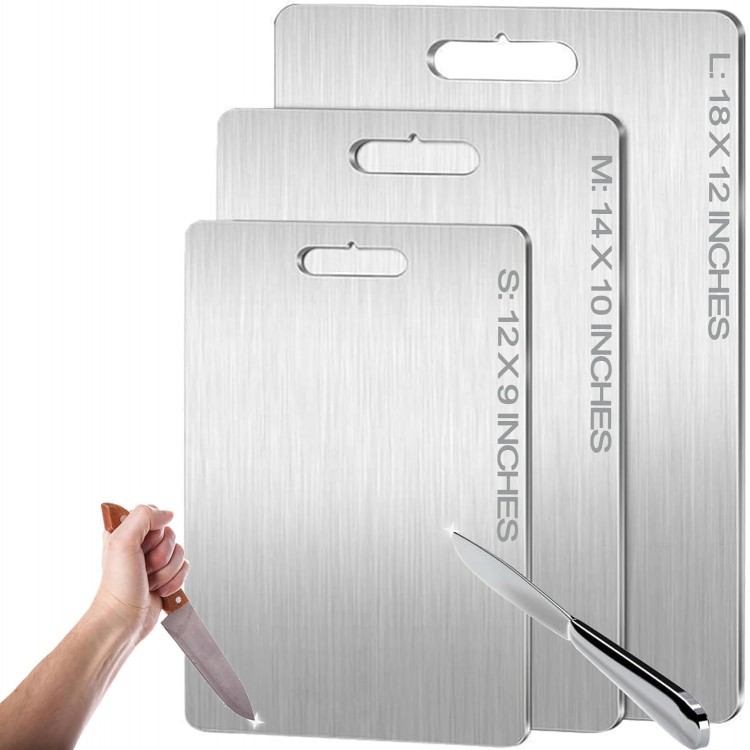 Titanium Cutting Board, Stainless Non Stick Chopping Board, Countertop Non Slip, Dishwasher Safe Ideal, Perfect for Various Cooking Tasks (1, 14 * 10 IN)