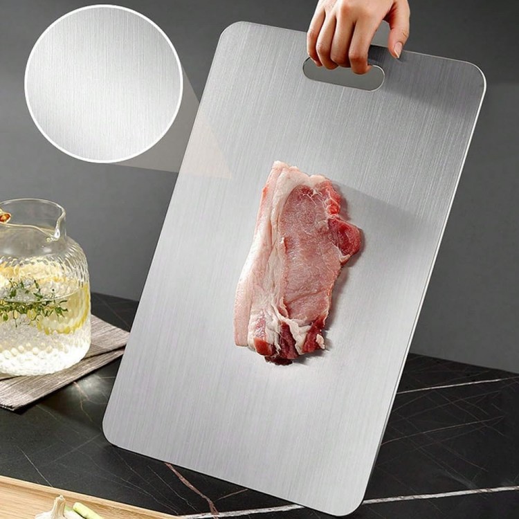 Titanium Cutting Board, Stainless Non Stick Chopping Board, Countertop Non Slip, Dishwasher Safe Ideal, Perfect for Various Cooking Tasks (1, 14 * 10 IN)