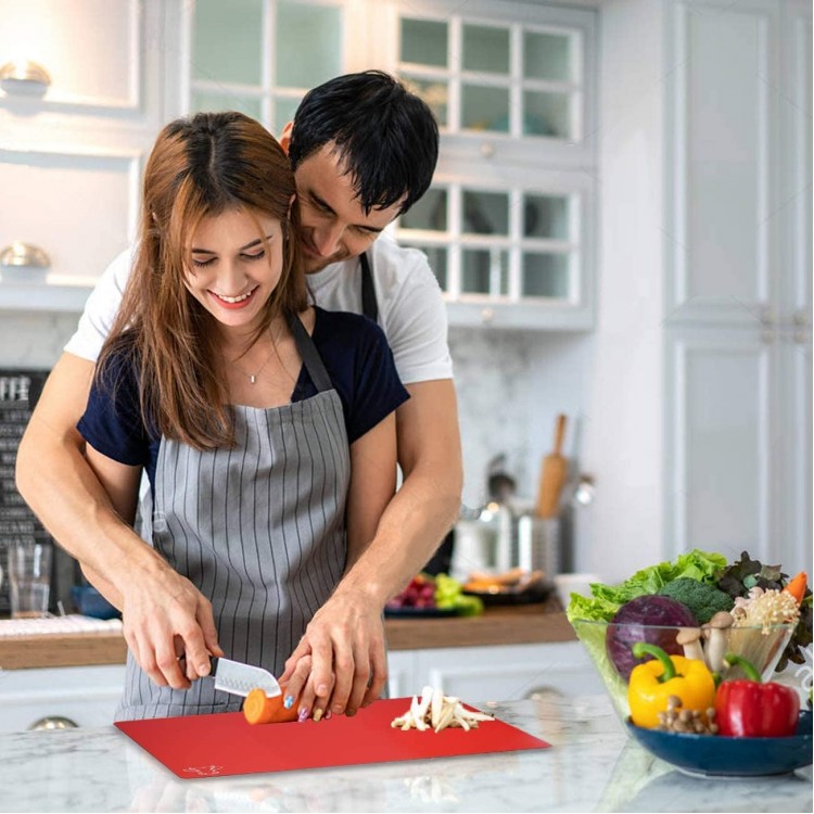 Cutting Board Mats Flexible Plastic Colored Mats with Food Icons, Fotouzy BPA-Free, Non-Porous, Anti-skid back and Dishwasher Safe, Set of 7