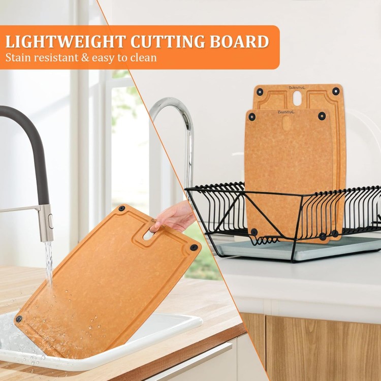 Cutting Boards for Kitchen Dishwasher Safe Eco-Friendly Composite Cutting Board Set of 2,Reversible Chopping Board with Handles & Juice Grooves, Medium & Large Cutting Board