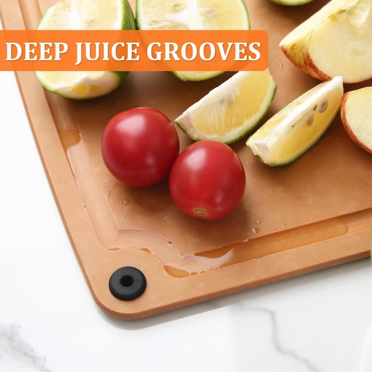 Cutting Boards for Kitchen Dishwasher Safe Eco-Friendly Composite Cutting Board Set of 2,Reversible Chopping Board with Handles & Juice Grooves, Medium & Large Cutting Board