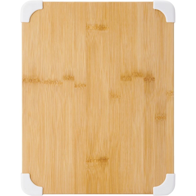 Farberware Nonslip Bamboo Cutting Board with Juice Groove, 11x14 Inch, White