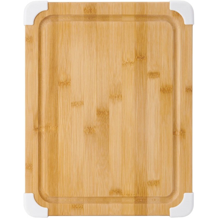 Farberware Nonslip Bamboo Cutting Board with Juice Groove, 11x14 Inch, White