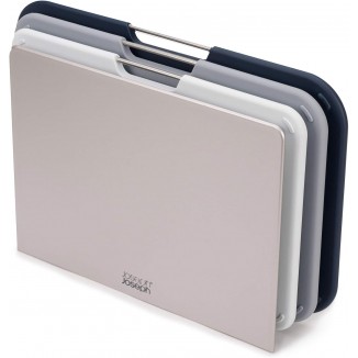 Joseph Joseph Nest 3 Piece Color Coded Cutting Board Set With Storage Stand, Regular - Grey/Blue