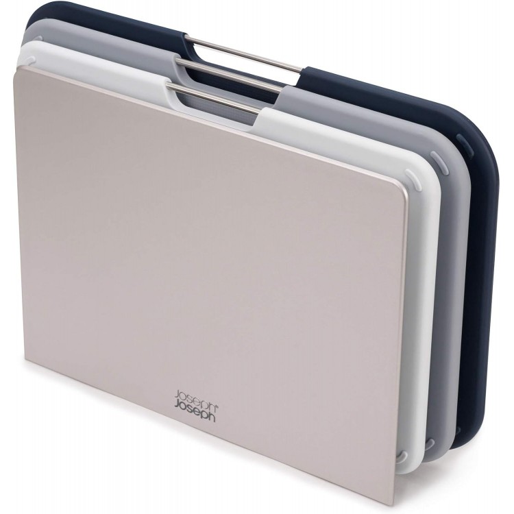 Joseph Joseph Nest 3 Piece Color Coded Cutting Board Set With Storage Stand, Regular - Grey/Blue