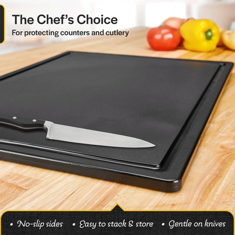 Thirteen Chefs Plastic Cutting Board with Juice Groove - Small Cutting Board for Meat, Grilling, BBQ, Smoking, Fruit, and More - 18 x 12 x 0.5 - White