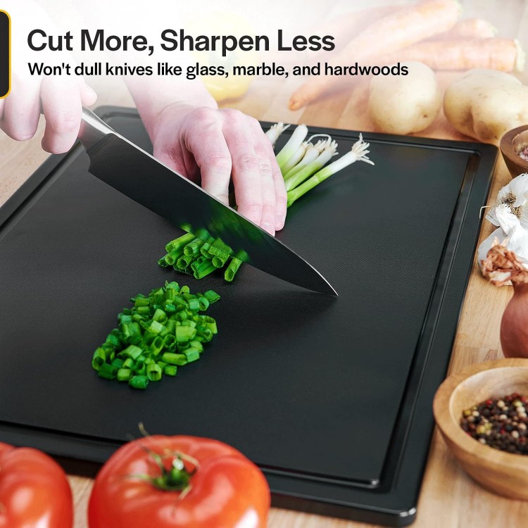 Thirteen Chefs Plastic Cutting Board with Juice Groove - Small Cutting Board for Meat, Grilling, BBQ, Smoking, Fruit, and More - 18 x 12 x 0.5 - White