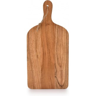 Samhita Acacia Wood Paddle Cutting Boards with handle for Kitchen, Cheese, and Food Serving Tray, Charcuterie Boards (15 x 7 x 0.65)