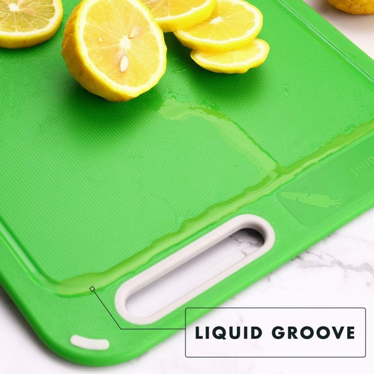 Plastic Cutting Board, Set of 4 with Storage Stand, Color Box Packed, BPA-Free, Preventing Cross-contamination of Different Food Types, Dishwasher Safe