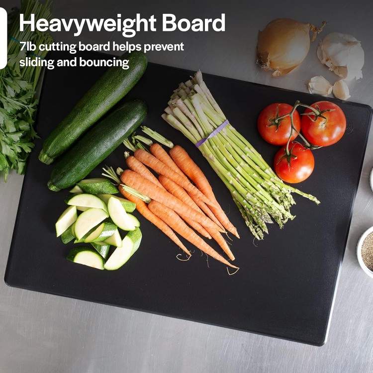 Professional Black Plastic Cutting Board, Extra Large 24x18 Inch, 1/2 Made for Restaurants, Dishwasher Safe