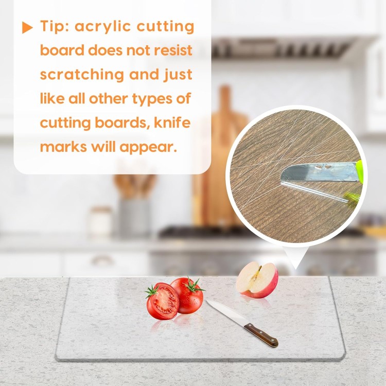 Acrylic Cutting Board with Counter Lip, 17 x 13 Clear Cutting Board Non Slip for Kitchen Countertop, Upgraded Thicker Large Cutting Board for Countertop Protector, Essentials Kitchen Gadgets