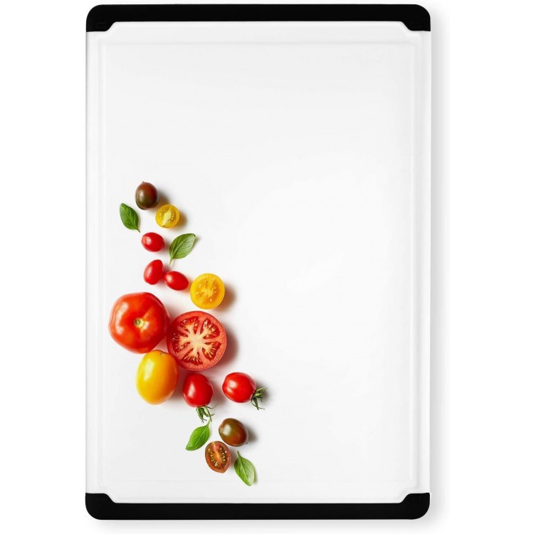 Plastic Cutting Boards for Kitchen - Large 18 x 12 Inch Rubber Cutting Board with Juice Grooves, Non-Slip, Dishwasher Safe Cutting Boards - Thick, Durable Carving and Cutting Board for Meat - Belwares