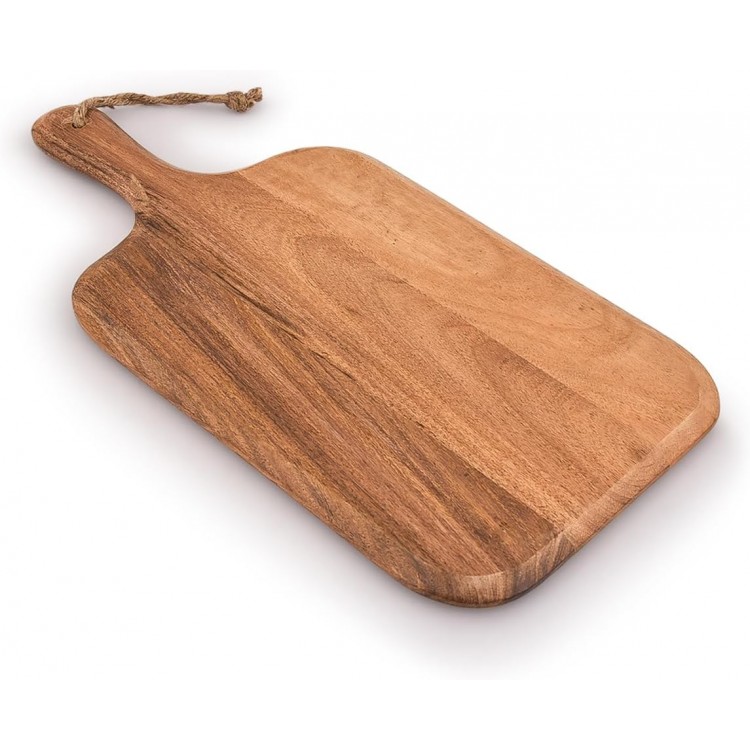 Samhita Acacia Wood Cutting Board, for Meat, Cheese, Bread, Vegetables & Fruits, with Grip Handle (15 x 7)