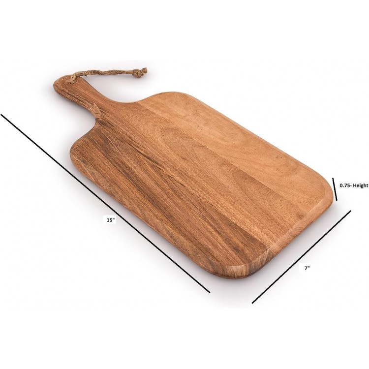 Samhita Acacia Wood Cutting Board, for Meat, Cheese, Bread, Vegetables & Fruits, with Grip Handle (15 x 7)