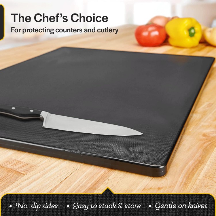 Thirteen Chefs Cutting Boards for Kitchen - 18 x 12 x .5 Black Color Coded Plastic Cutting Board with Non Slip Surface - Dishwasher Safe Chopping Board