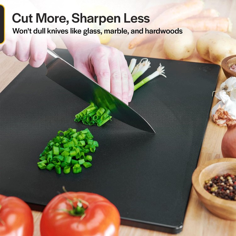 Thirteen Chefs Cutting Boards for Kitchen - 18 x 12 x .5 Black Color Coded Plastic Cutting Board with Non Slip Surface - Dishwasher Safe Chopping Board