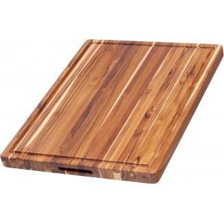 Teakhaus Carving Board - Extra Large (XL) Wood Cutting Board with Juice Groove and Grip Handles - Reversible Teak Edge Grain Wood - Knife Friendly - FSC Certified