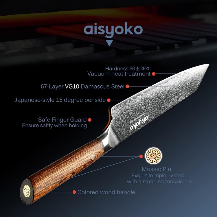 Chef Knife 8 Inch Damascus Japan VG-10 Super Stainless Steel Professional High Carbon Super Sharp Kitchen Cooking Knife, Ergonomic Color Wooden Handle Luxury Gift Box