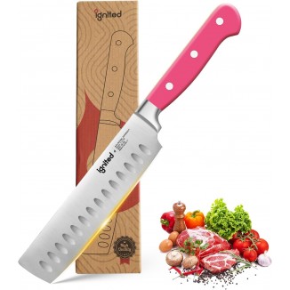 6.7 Inch Nakiri Knife, 1.4116 German High Carbon Steel Chef Knife, Kitchen Knife with Ergonomic ABS Handle,Various Vibrant Colors Cleaver Knife, Small Butcher Knife with Gift Box