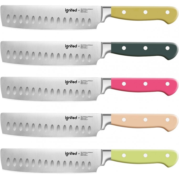 6.7 Inch Nakiri Knife, 1.4116 German High Carbon Steel Chef Knife, Kitchen Knife with Ergonomic ABS Handle,Various Vibrant Colors Cleaver Knife, Small Butcher Knife with Gift Box