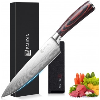 PAUDIN Chef Knife, 8 Inch High Carbon Stainless Steel Sharp Kitchen Knife with Ergonomic Handle, Gift Box for Family & Restaurant