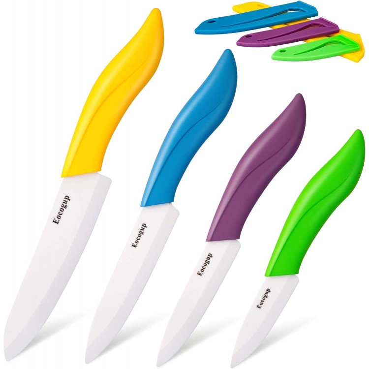 Updated Version Ceramic Knife Set 4-Piece Color with Sheaths (Includes 3 Paring Knife, 4 Fruit Knife, 5 Utility Knife, 6 Chef Knife) for Home Kitchen(Multicolour)