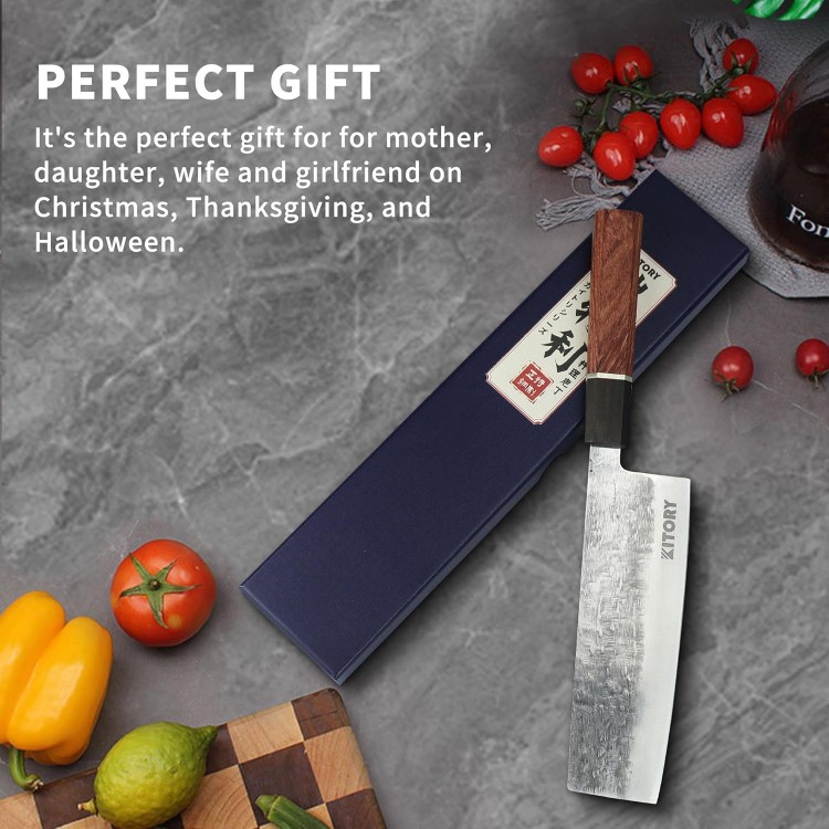 Japan Knife, Japanese Usuba & Nakiri Knives 7'', Japanese Vegetable Chef Knife 9CR18MOV Stainless Steel Vegetable Meat Cleaver Knife, Unique Gifts for Your Lover, Kitchen Gadgets with Premium Gift Box