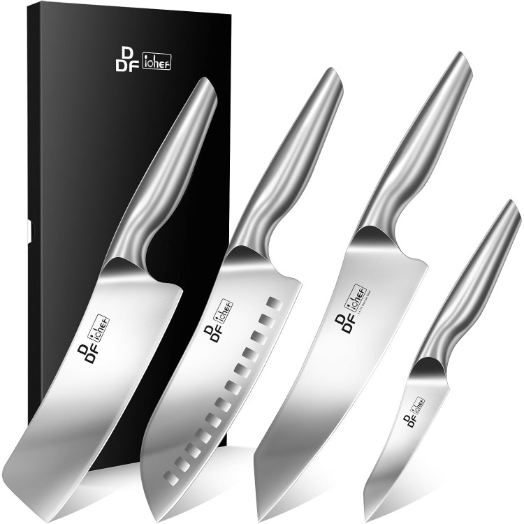 DDF iohEF Kitchen Knife Set, 4 Piece Professional Ultra Sharp Knives Set, Japanese High Carbon Stainless Steel Chef Knife Set for Home and Kitchen