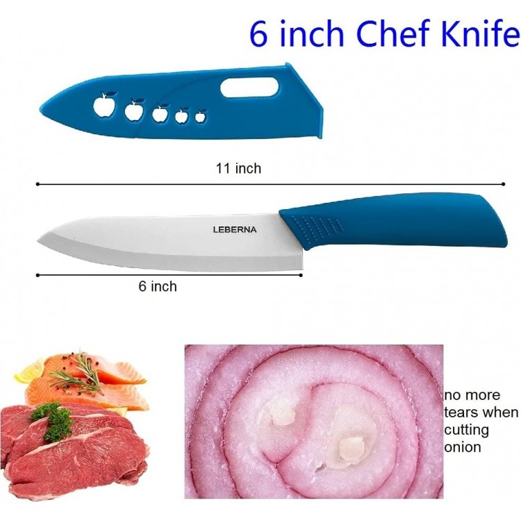 Ceramic Knife Set Ceramic Knives Set for Kitchen Ceramic Kitchen Knives Colored w Sheath 6 Bread Knife 6 Chef Knife 5 Utility Knife 4 Fruit Knife 3 Paring Knife 1 Peeler Colorful Rust Free Proof