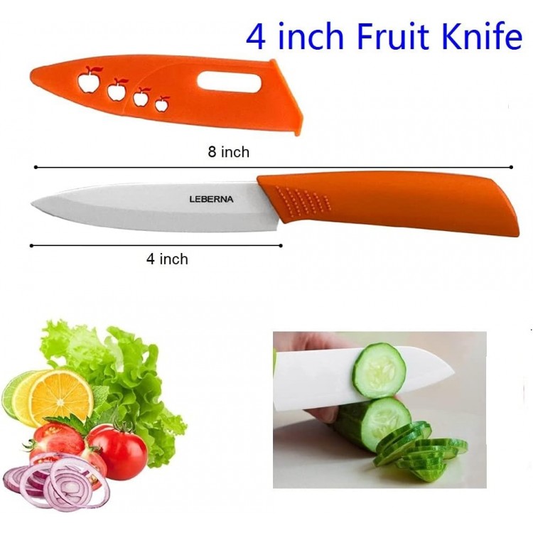 Ceramic Knife Set Ceramic Knives Set for Kitchen Ceramic Kitchen Knives Colored w Sheath 6 Bread Knife 6 Chef Knife 5 Utility Knife 4 Fruit Knife 3 Paring Knife 1 Peeler Colorful Rust Free Proof