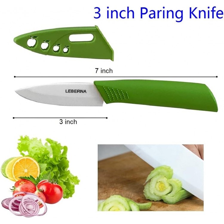 Ceramic Knife Set Ceramic Knives Set for Kitchen Ceramic Kitchen Knives Colored w Sheath 6 Bread Knife 6 Chef Knife 5 Utility Knife 4 Fruit Knife 3 Paring Knife 1 Peeler Colorful Rust Free Proof