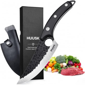 Huusk Knives from Japan, Boning Knife for Meat Cutting, Viking knife with sheath Caveman Ultimo Knife Hand Forged Full Tang Knife for Kitchen or Camping Gift for Dad