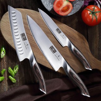 3 Pieces Knife Set, Professional Japanese AUS-10 Stainless Steel Kitchen Knife Set, Ultra Sharp Chef Knives Sets with Ergonomic Pakkawood Handle