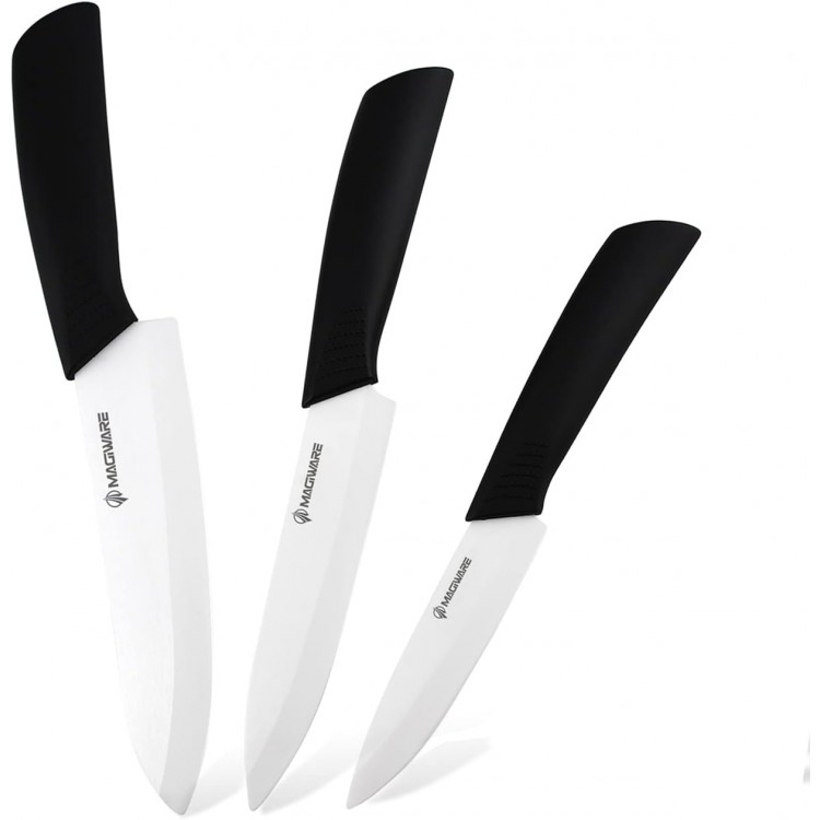 Classic 3PCS Ceramic Knife Set with Cover, Super Sharp Never Rust Healthy (6 Ceramic Chef Knife, 5 Solution Knife，4 Classic Paring Knife)