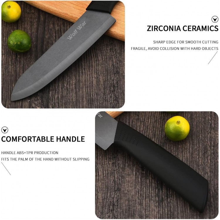 Kitchen Ceramic Knife Set Professional Knife With Sheaths, Super Sharp Rust Proof Stain Resistant (6 Chef Knife, 5 Utility Knife, 4 Fruit Knife, 3 Paring Knife, One Peeler)