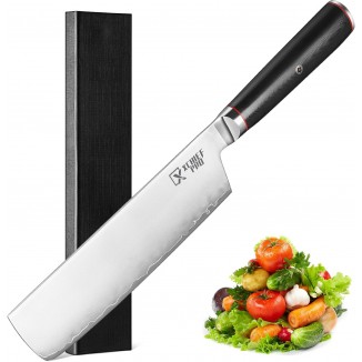 Nakiri Knife - 7 Razor Sharp Meat Cleaver, VG10 Alloy Stainless Core Kitchen Knife for Vegetable Cutting, Japanese Chef Knife for Home and Kitchen with Ergonomic G10 Handle