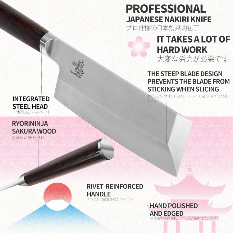 Dexter Nakiri Knife 7.1 inch Japanese Steel Kitchen Chef Knife, Professional stainless Steel Usba cooking Knife with Gift Box for Men and Women(7.1Nakiri)