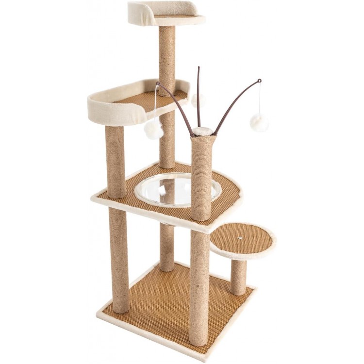 Cat Tree, 48-Inch Cat Tower for Indoor Cats, 4-Tiers Cat Climbing Frame w/Hemp Rope Scratching Post, Clear Space Capsule, Cat Tower Pet Play House Furniture up to 33.07 LBS Capacity for Cats