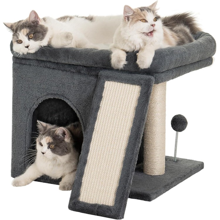 Cat Tree for Large Cat, Cat Tower with Large Perch for Adult Cats, 20 * 16.5 Inch Big Platform for Indoor with Super Cozy Soft Mat, Large Condo with Nature Sisal Post