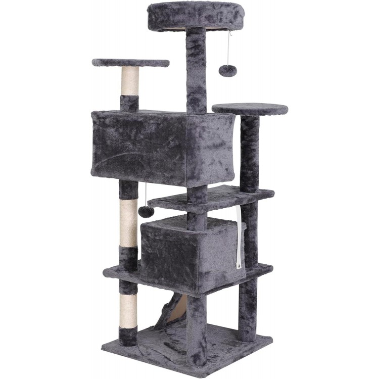 54 in Cat Tree Cat Tower for Indoor Cats Plush Cat Condo Multi-Level Cat Furniture with Scratching Post, Jumping Platform Cat Play House Activity Center